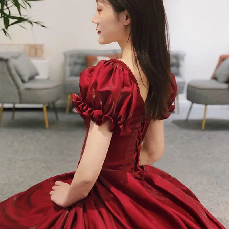Evening Dress Red Bridal Toast Wear New V-neck Sexy Short Sleeve Long Skirt Backless Dinner Dresses Formal Dress Women Elegant - Luvia