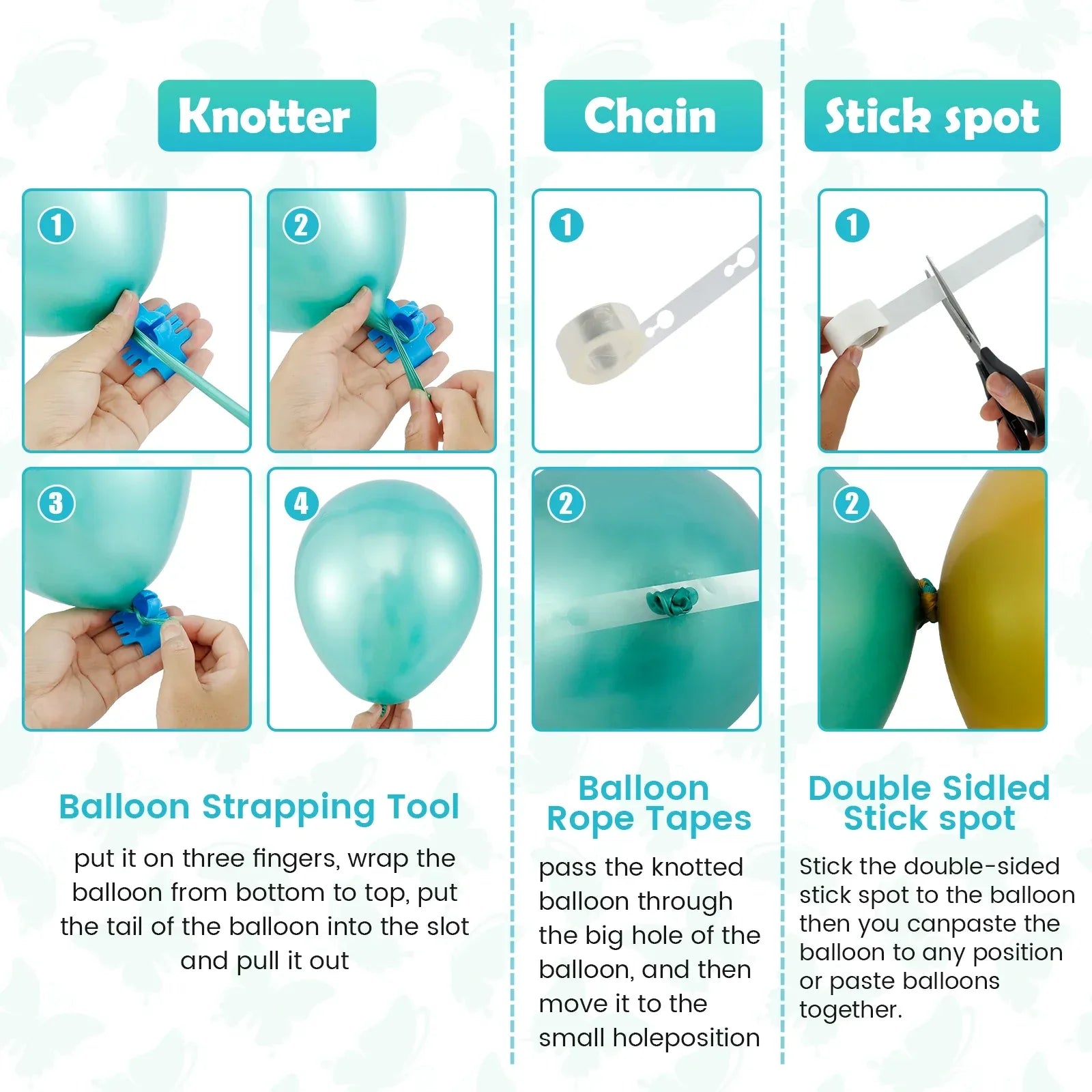 133Pcs Balloons Garland Arch Kit Latex Blue Green Balloons Turquoise Sequined Balloon with Butterfly Birthday Party Supply - Luvia