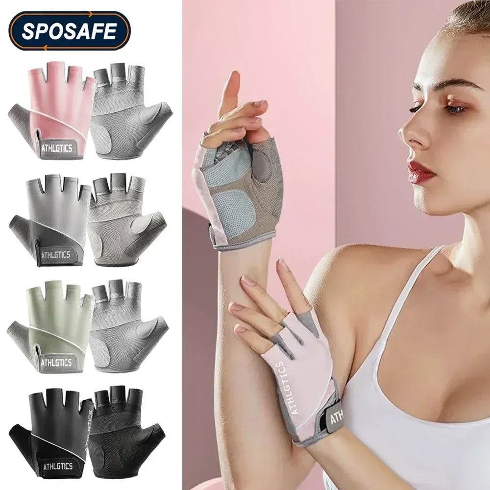 1Pair Breathable Cycling Gloves Workout Gym Gloves for Men Women Weight Lifting Fingerless Gloves Training Exercise Fitness - Luvia