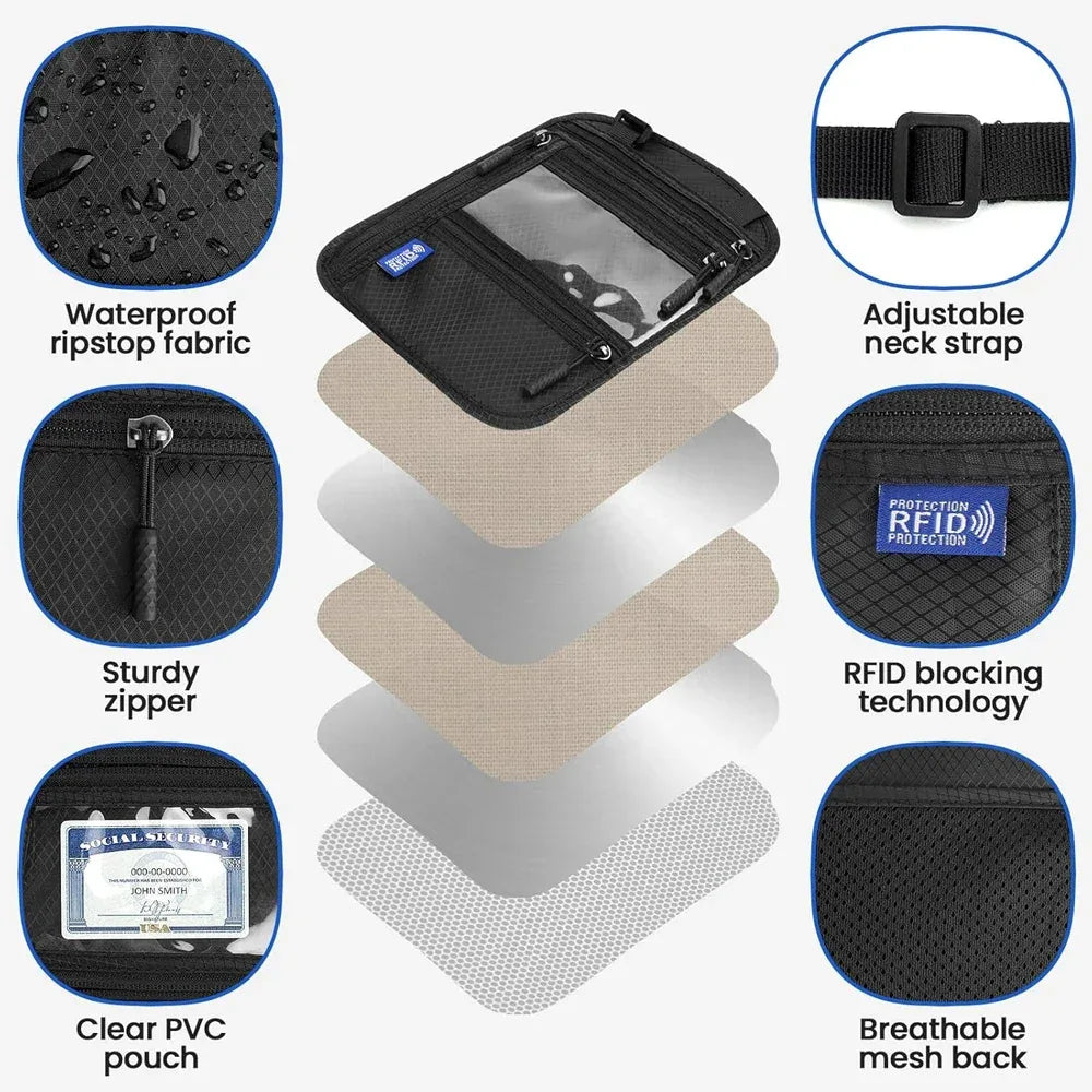 1PCS Passport Holder for Families, RFID Blocking Neck Wallet, Travel Document Organizer,Multi-Passport Pouch,Portable & Stylish - Luvia