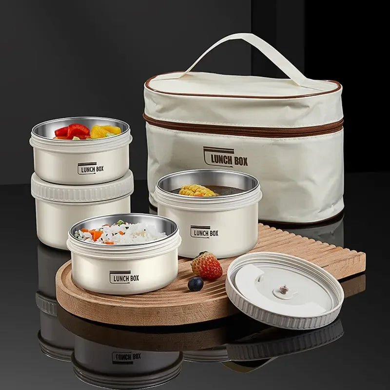 Lunch Box Portable Insulated Lunch Container Set Stackable Bento Stainless Steel Lunch Container - Luvia