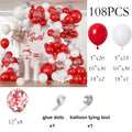 108PCS Red & White Balloon Arch Kit – Perfect for Baby Showers, Weddings, Anniversaries, Engagements, Birthdays, Graduations - Luvia