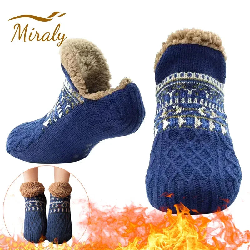 Super Warm Winter Non-slip Floor Socks Women Men Snow Socks Sleep Carpet Socks Slippers Socks Women Velvet Boot Unsiex Home Wear - Luvia