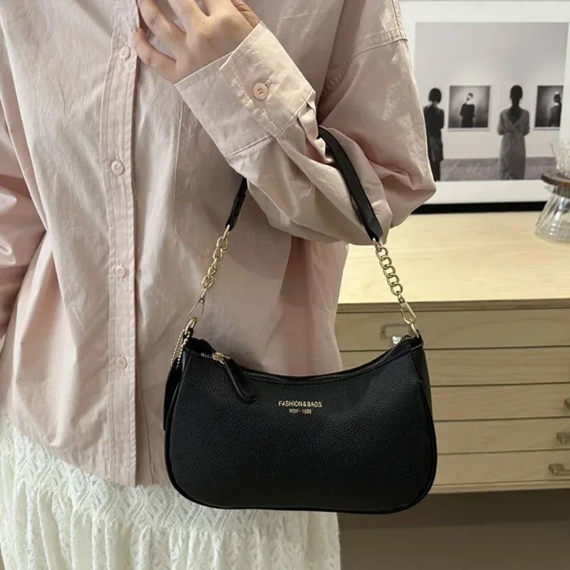 Cherry Pendant Crossbody Bag for Women PU Leather Crescent Bag Adjustable Strap Underarm Bag Closure Handbag for Work Travel - Luvia