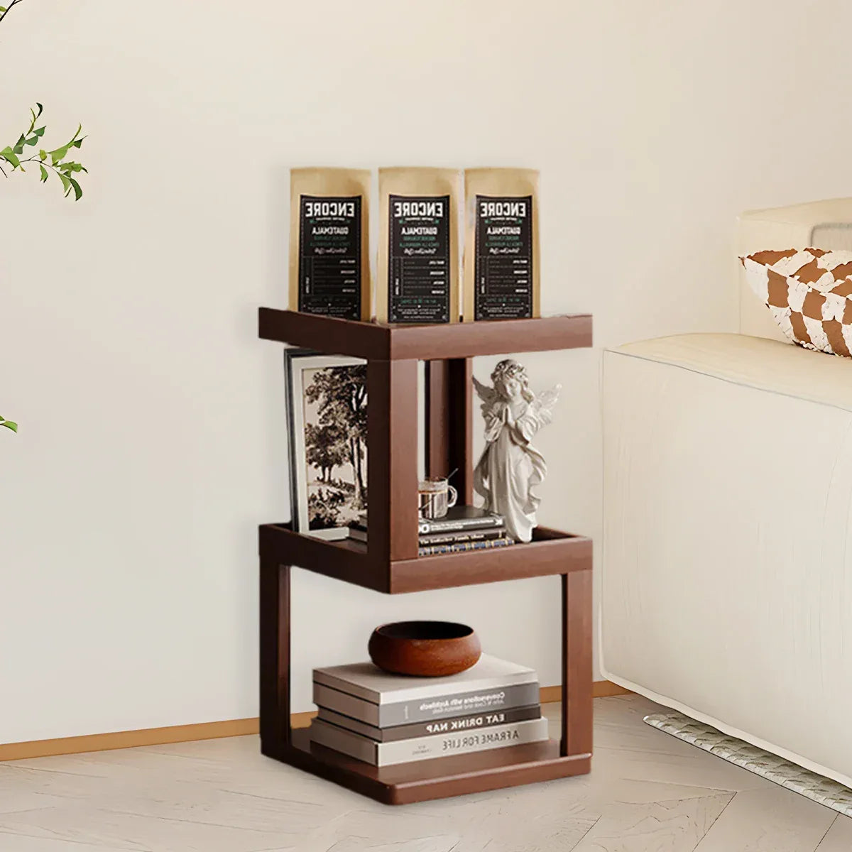 Multi-Tier Bamboo Storage Side/Bedside Table - 3/4/5 Tier Modern Nightstand for Bedrooms & Living Rooms (Small Spaces) - Luvia