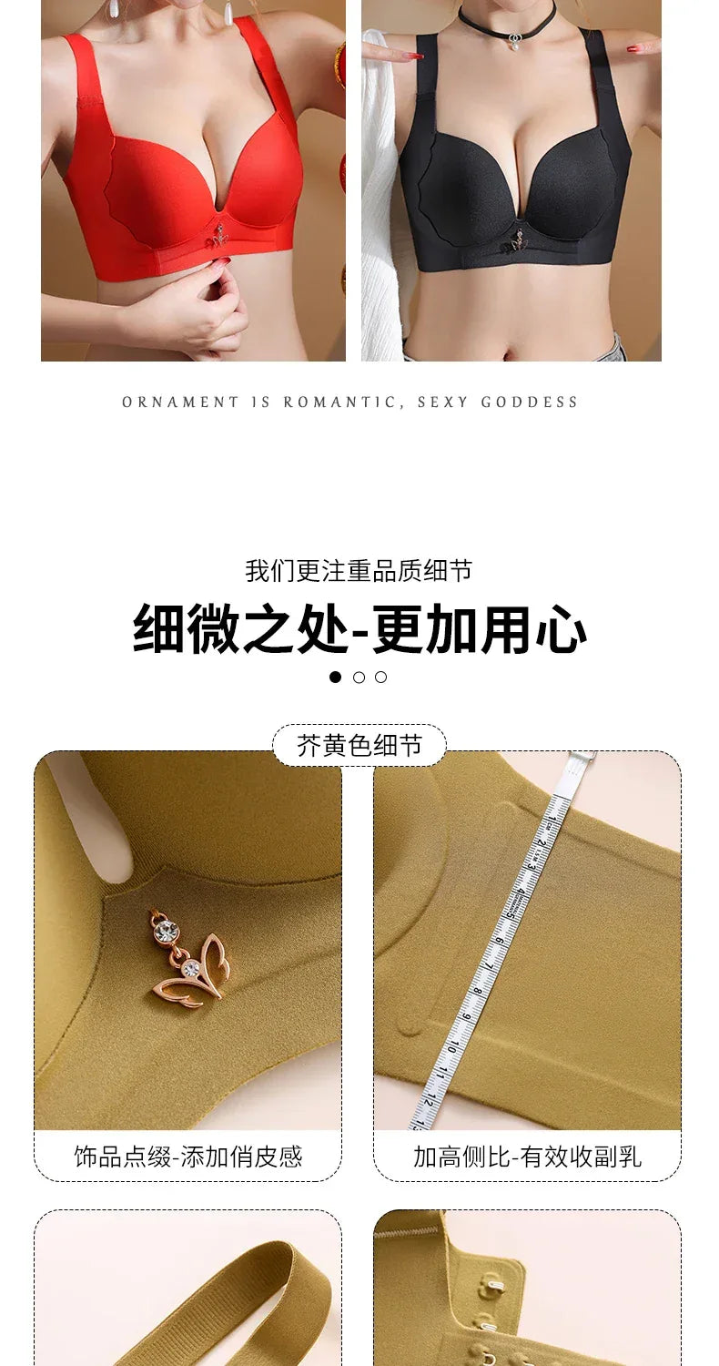 Seamless Bra for Women Plus Size Wireless Brassiere Lightly Lined Full Coverage Bra C D E Cup Sexy Bra Solid Padded Basic Femme - Luvia