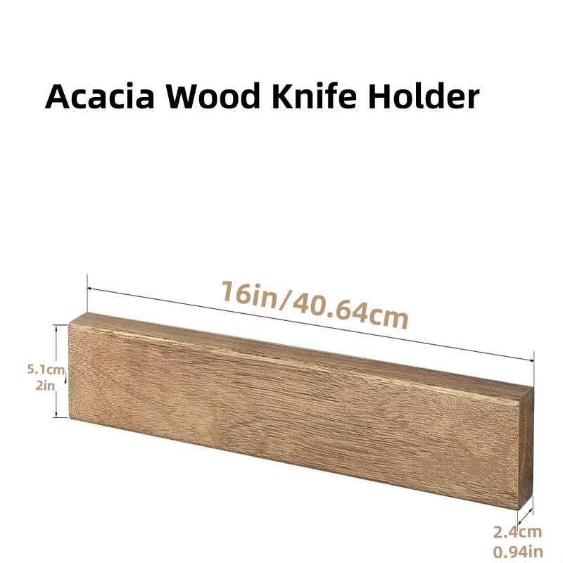 16in Knife Magnetic Strip with Adhesive or Screws - Magnetic Knife Holder for Wall - made of Elegant Acacia Wood for Heavy Knife - Luvia
