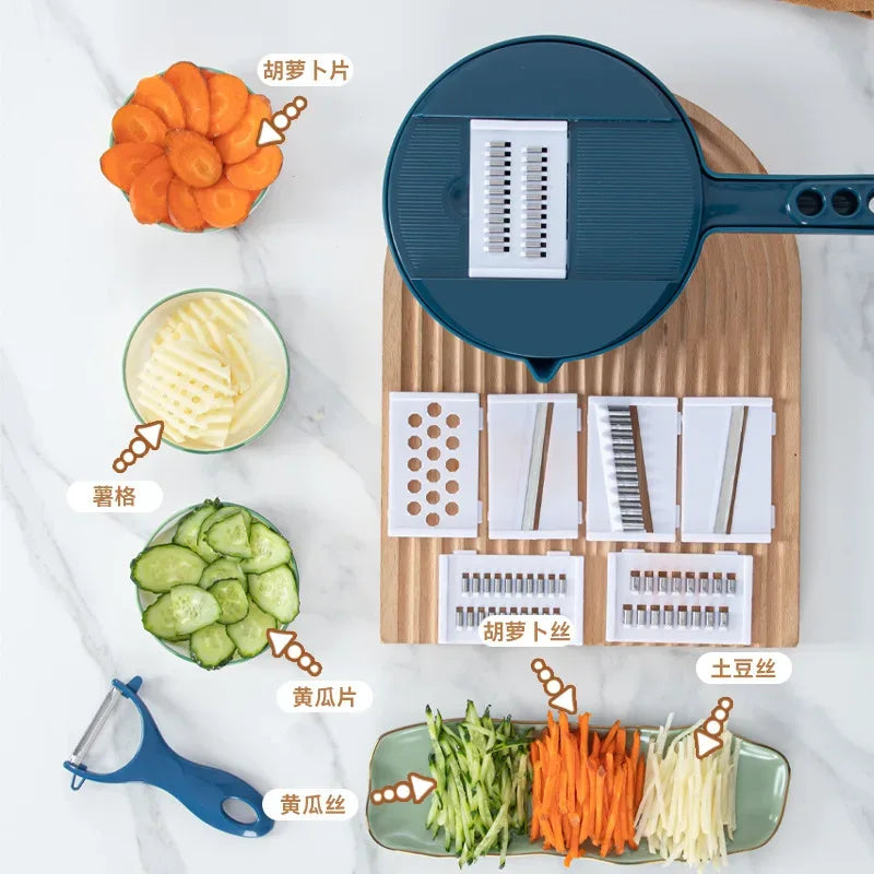 Vegetable Chopper Manually Cut Shred Grater Salad Carrots Potatoes for Kitchen Convenience Vegetable Tools Manual Shredder - Luvia