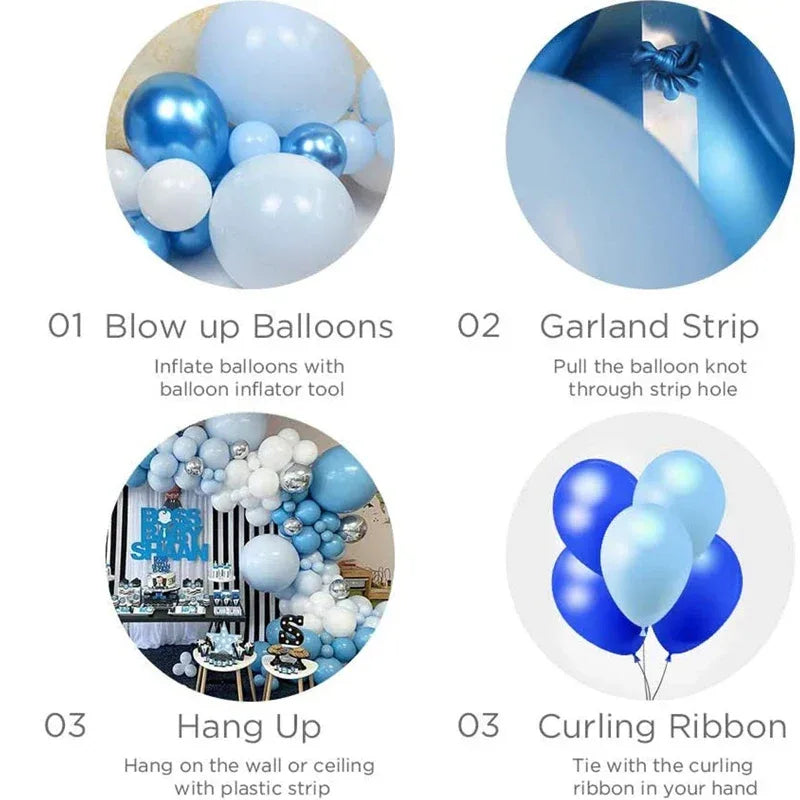 Balloon Arch Kit Party Decoration For Baby Shower Boy Set Birthday Party Blue White Decoration Anniversaire Garland Balloon - Luvia