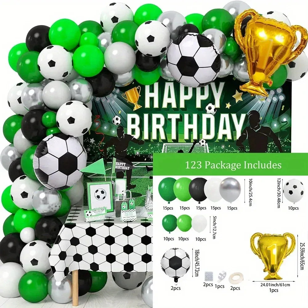 123pcs Football-themed Balloon Arch Kit Indoor Outdoor Decoration Birthday Parties Football Events Decoration Festive Supplies - Luvia