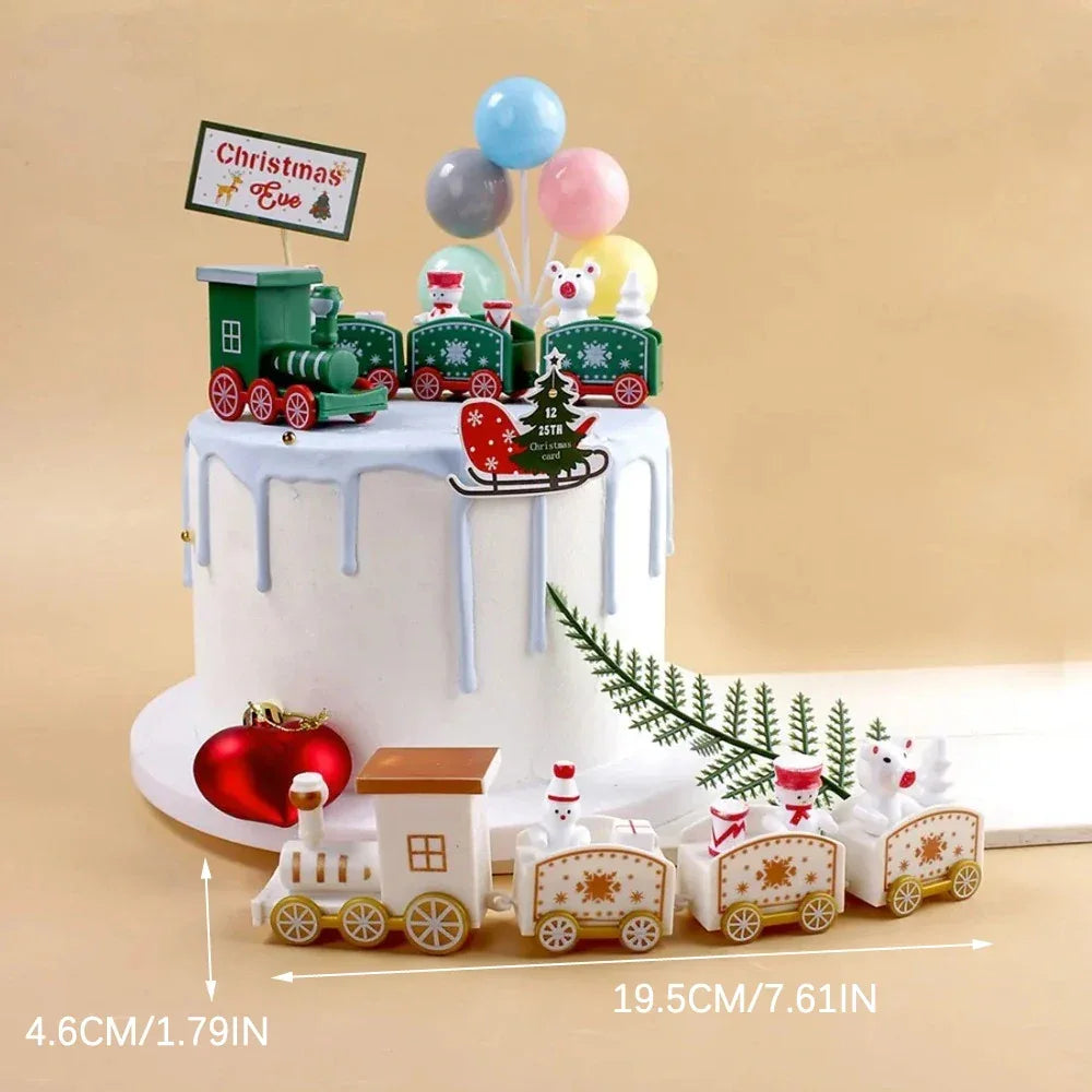 Christmas Wooden Train Set New Year Decoration Gift Mini Train Desktop Decoration Cute Holiday Desktop Train Toy Ornament - Luvia
