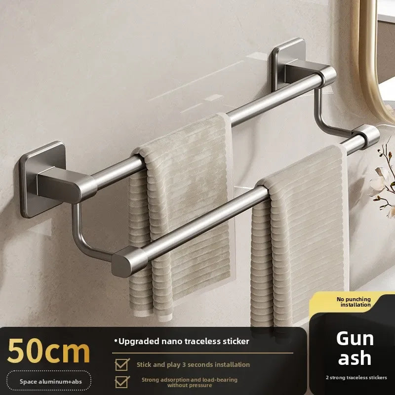 Adhesive Towel Rack 30-80cm Adjustable, No Drill Bathroom Towel Bar for Shower Room - Luvia