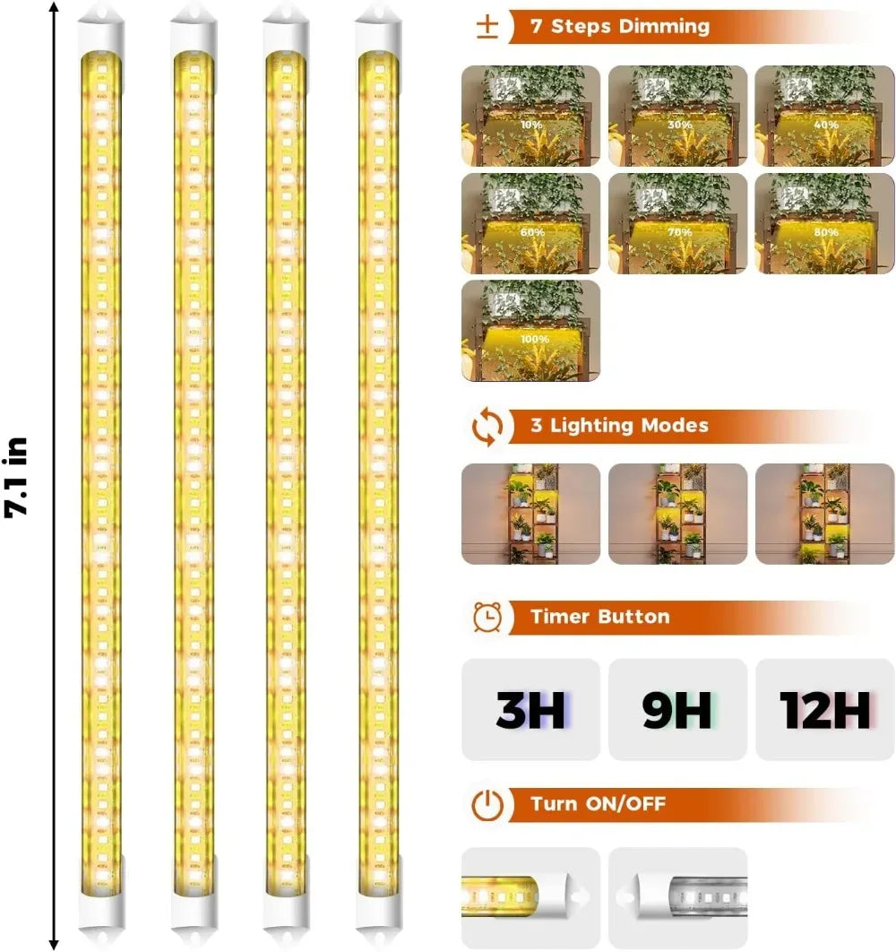 Multi-Tier Plant Stand with Grow Light, Large Wood Shelf for Indoor Outdoor Gardening Decor - Luvia