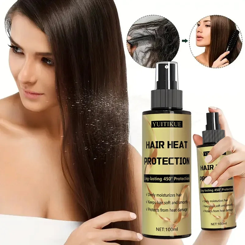 Hair heat protection spray, long-lasting protection up to 450 degrees, deeply moisturizes hair, making it soft and smooth. - Luvia