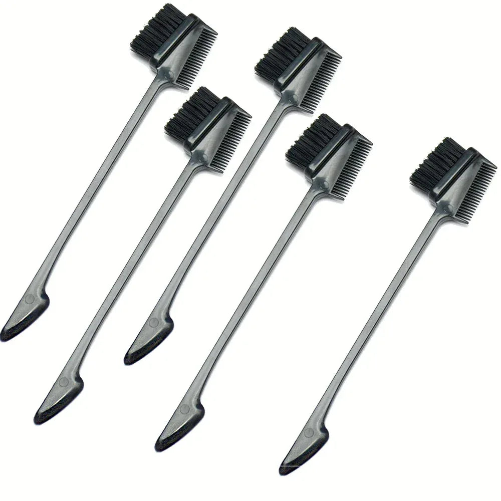  Hair Brushes,Double Side Edge Control Hair Brush Set of 2 - 3-in-1 Comb Grooming Tool for Women Girls Hair Edge Eyebrow Brushe - Luvia