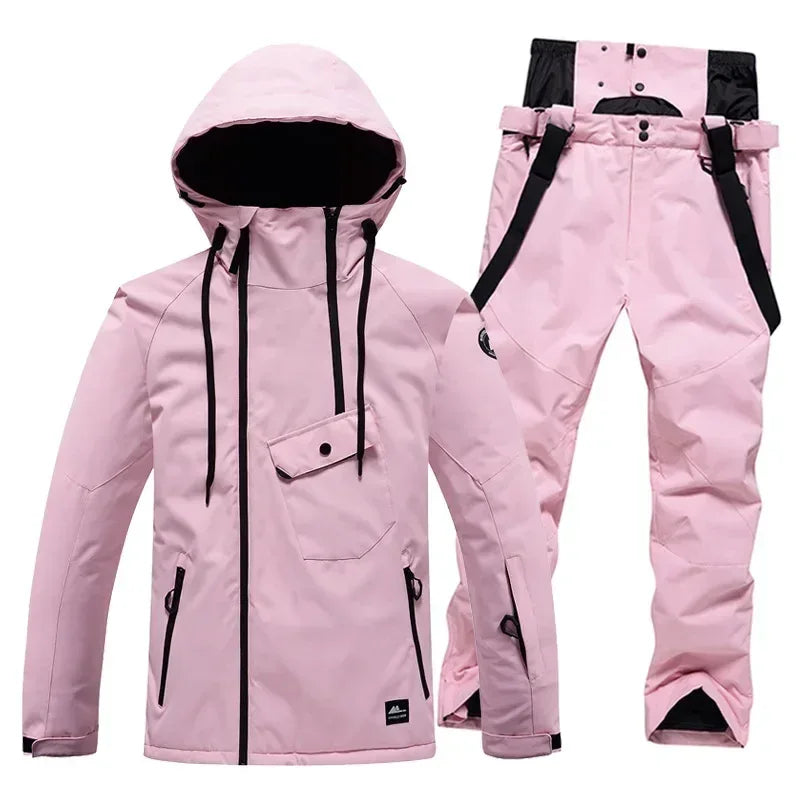 горнолыжный костюм Ski Suit Snowboarding Outdoor Snowsuit Waterproof Windproof Ice Jackets + Strap Pants - Luvia