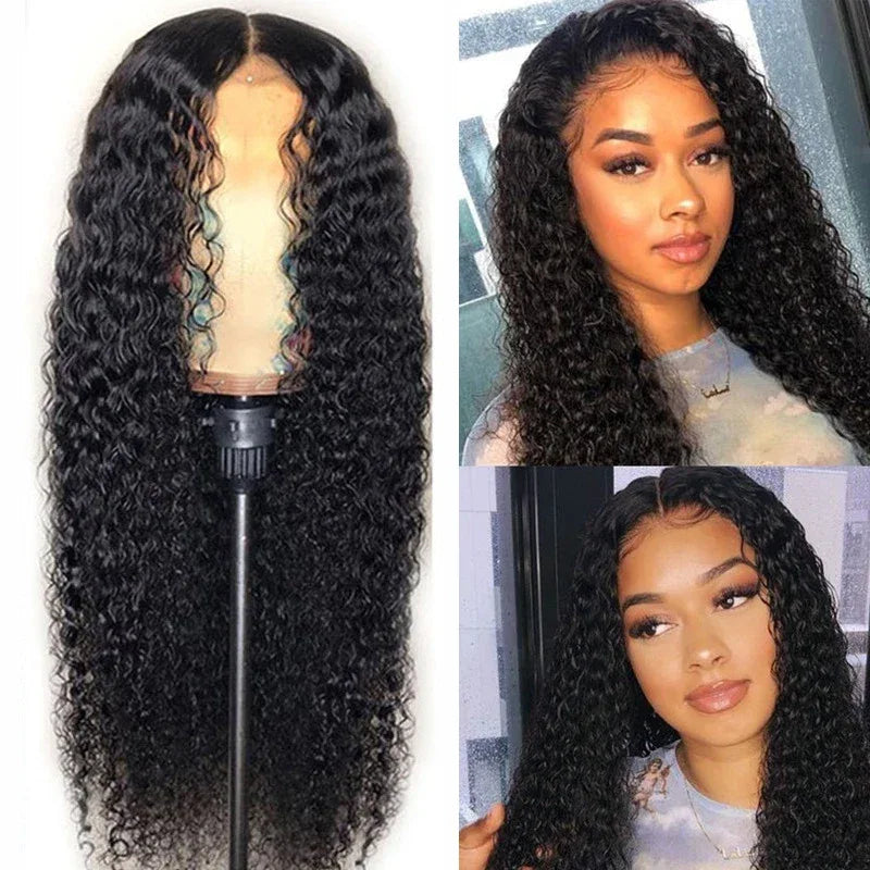 Wig for Women, African Small Curls, Fashionable Middle-Parted Long Curly Hair, Corn Perm Synthetic Fiber Wig Headgear - Luvia