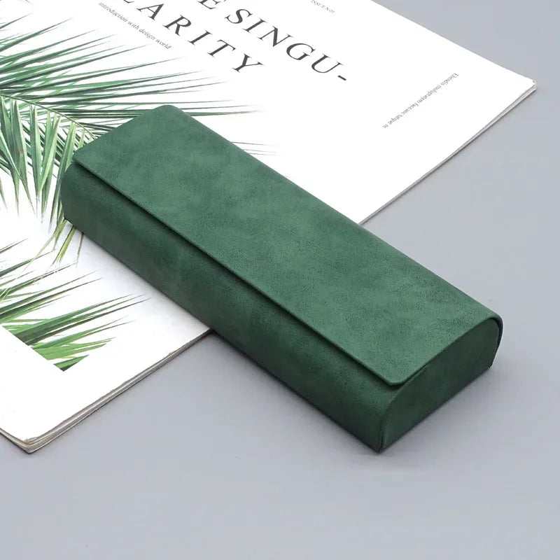 Hard-shell Spectacle Case Men Women Glasses Case PU Leather Portable Anti-extrusion Sunglasses Storage Box Folding Eyewear Pouch - Luvia