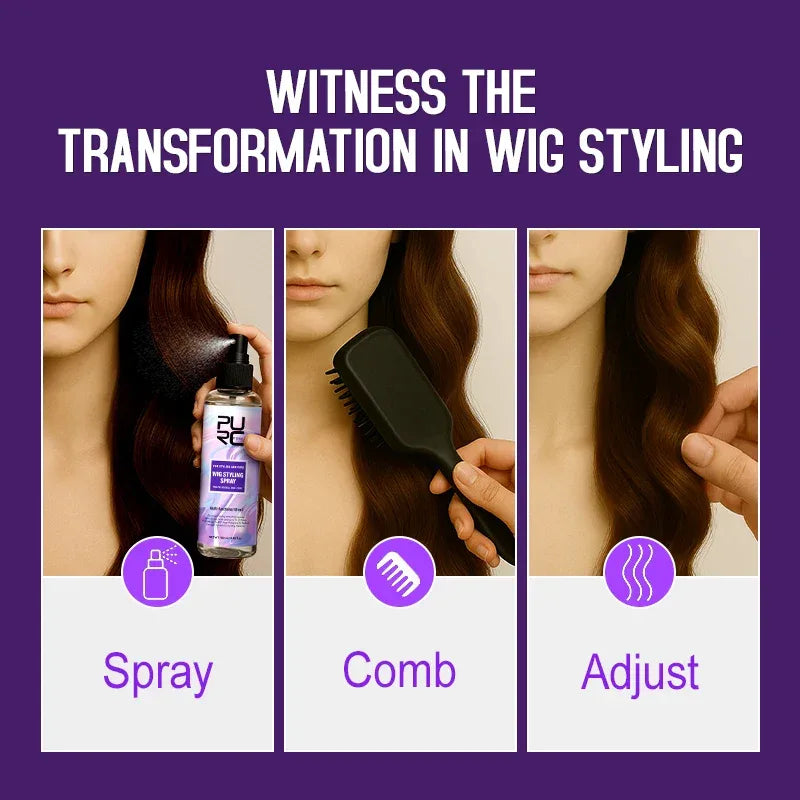 PURC Argan Oil Wig Hair Styling Spray for Women 450° Heat Protection Keratin Smooth Shiny Hair Treatment Hair Care 100ml - Luvia