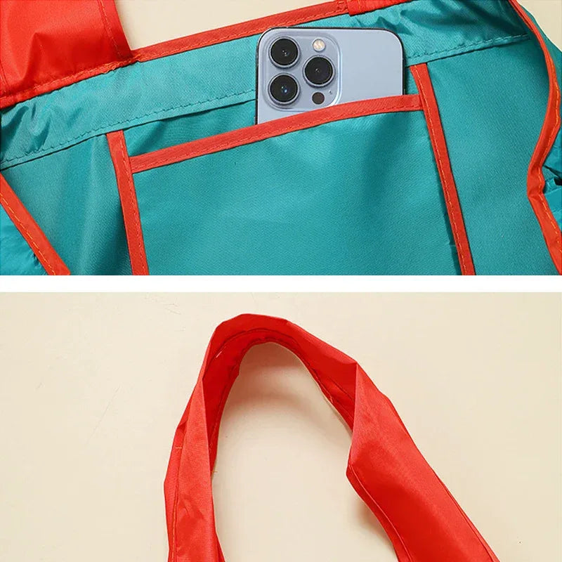 1-Pack Reusable Shopping Bag, Large Capacity Foldable Drawstring Eco-friendly Storage Bag, Casual Shopping Shoulder Bag - Luvia