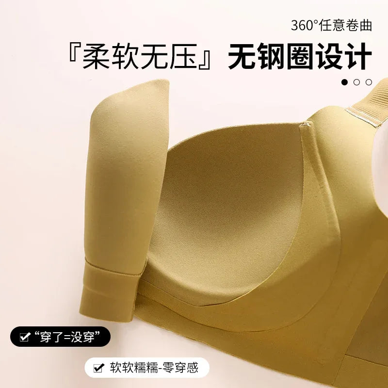 Seamless Bra for Women Plus Size Wireless Brassiere Lightly Lined Full Coverage Bra C D E Cup Sexy Bra Solid Padded Basic Femme - Luvia