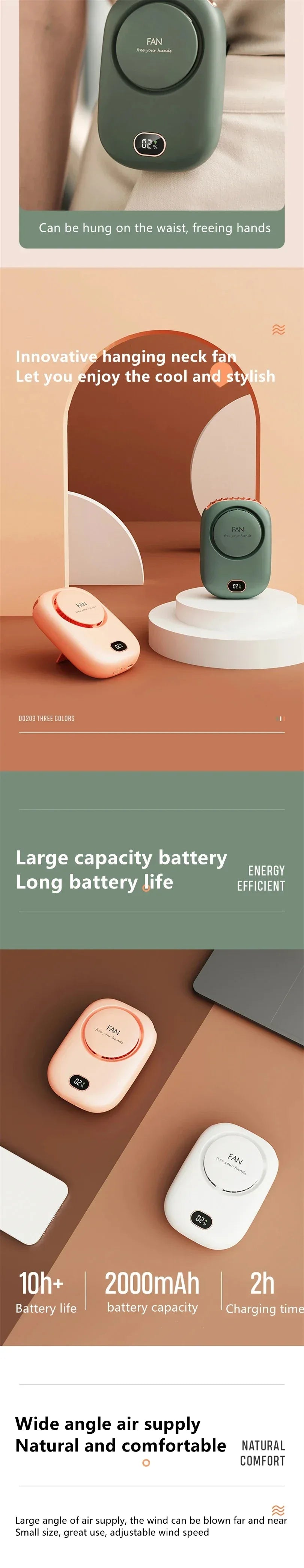 New Mini Portable Fan Portable Rechargeable Bladeless Turbo Ultra Quiet Student Hand Held Fan Outdoor Sports Travel - Luvia