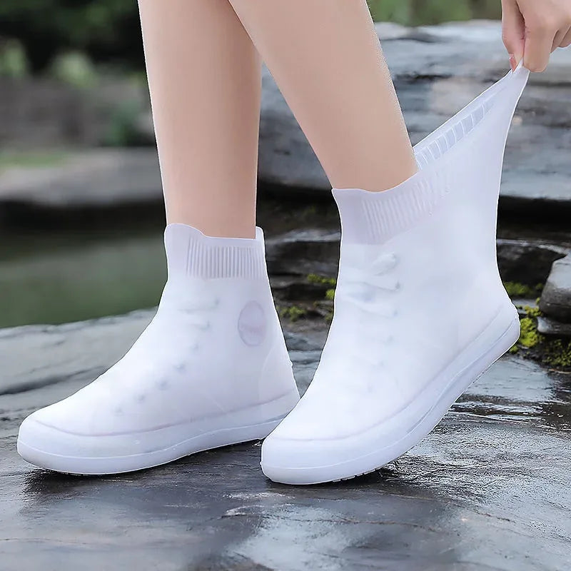 Reusable Rain Boots Waterproof Rain Shoes Covers Non Slip Silicone Overshoes Unisex Rubber Water Resistant Shoe Covers Rainy Day - Luvia