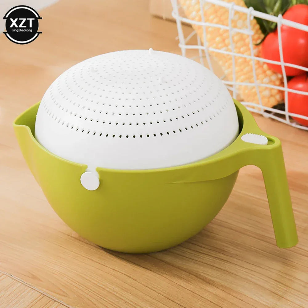 Double Drain Basket Bowl Rice Washing Kitchen Sink Strainer Noodles Vegetables Fruit Kitchen Gadget Colander Kitchen Strainers - Luvia