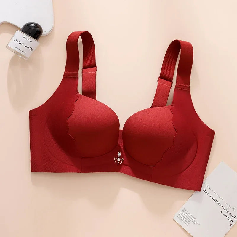 Seamless Bra for Women Plus Size Wireless Brassiere Lightly Lined Full Coverage Bra C D E Cup Sexy Bra Solid Padded Basic Femme - Luvia