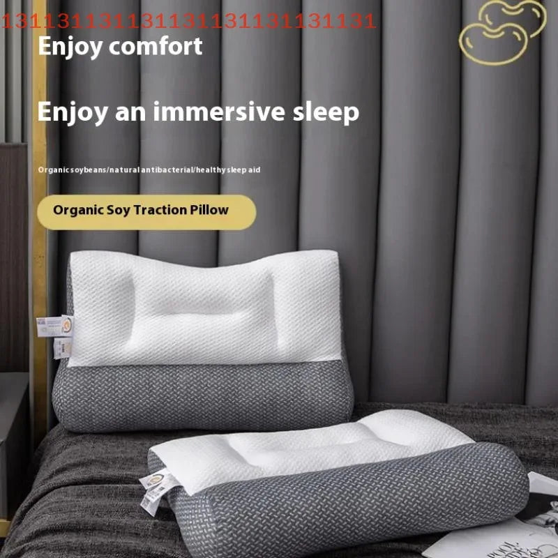 Orthopedic Pillow For Cervical Support & Sleep Aid, Reverse Traction Zoned Design With Soy Fiber Knitted Core Home/Dorm Use - Luvia