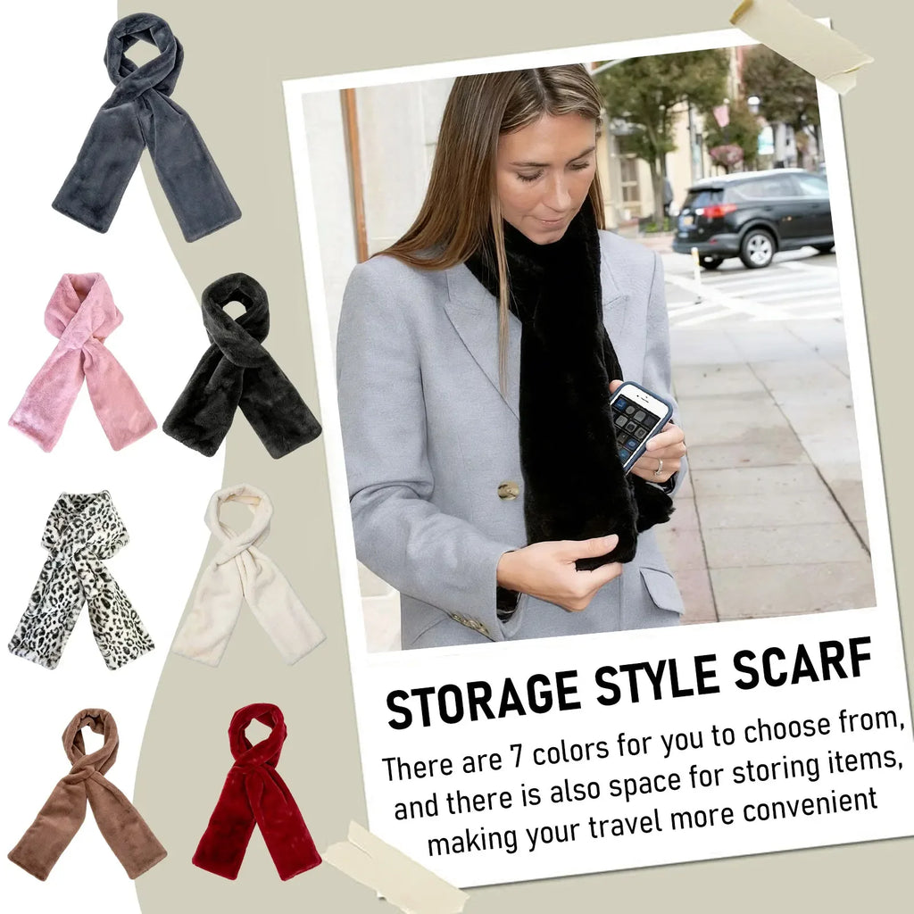Faux Scarf With A Hidden Zippered Pocket For Storing Your Phone And Valuables. - Luvia