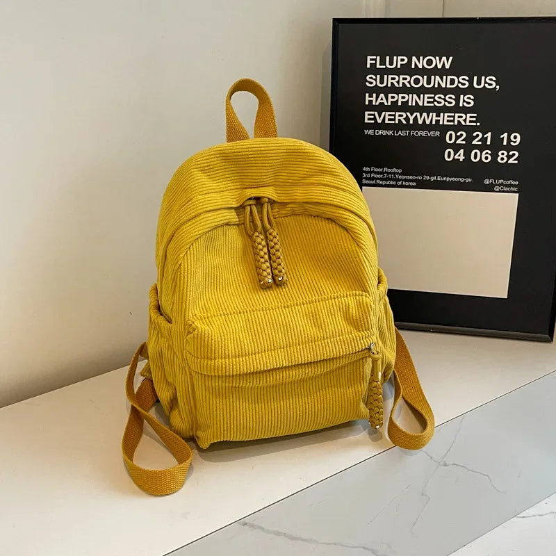 Shoulder Bag for Women Backpack Fashion Corduroy Student Backpack Travel Backpack Cute Backpacks Back To School Bags Mochila Sac - Luvia