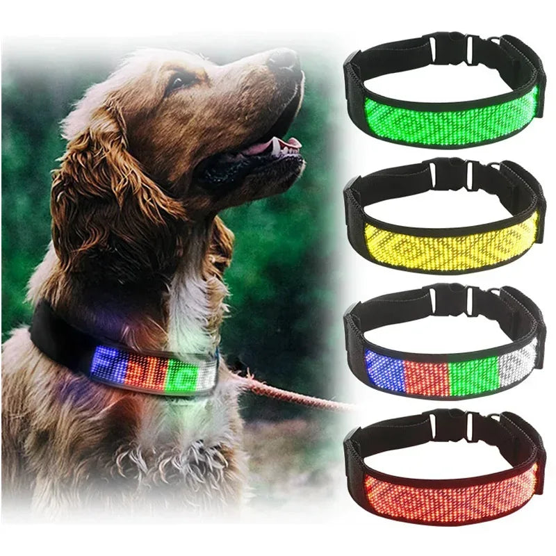 LED Dog Collar USB Rechargeable Light Up Dog Collar Adjustable Comfortable Safety Dog Collar for Small, Medium, Large Dogs - Luvia