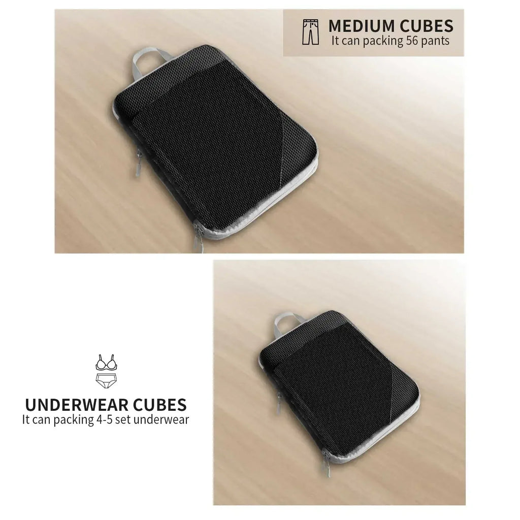 6Pcs Compression Packing Cubes Set for Travel Packing Cubes Compression Compressible Storage Bags for Carry On and Suitcases - Luvia