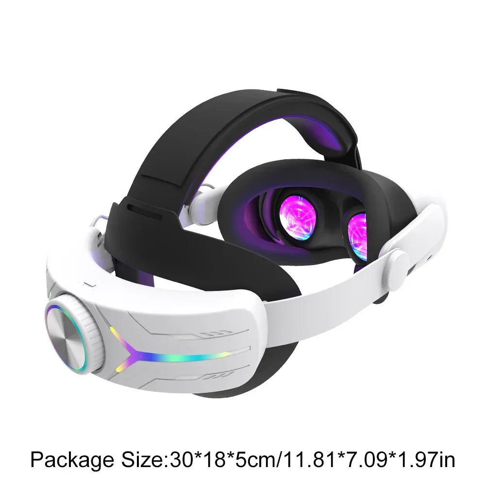 Adjustable RGB Head Strap with 12000mAh Battery Extend VR Playtime Comfort Replacement Head Strap for Meta Quest 3S - Luvia