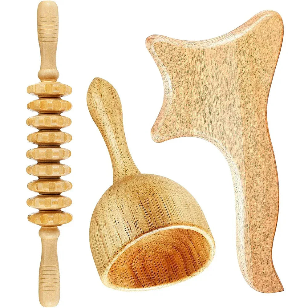 Wood Therapy Massage Tool Lymphatic Drainage Massager Anti Cellulite Fascia Massage Roller for Full Body Muscle Pain Relief - Luvia