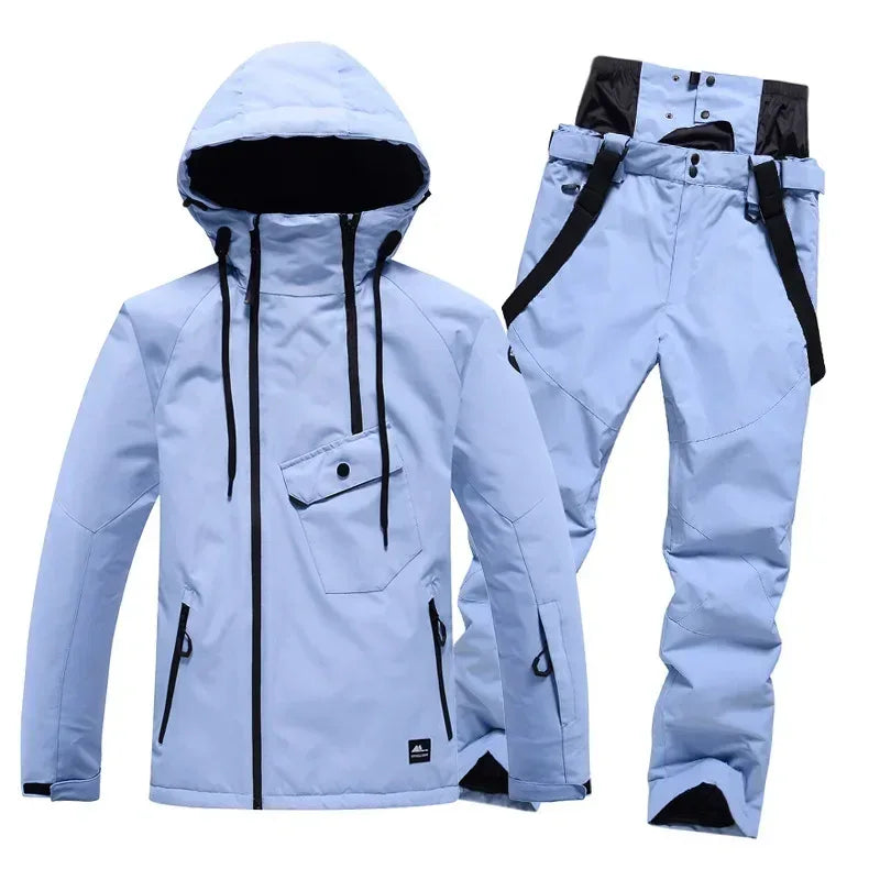 горнолыжный костюм Ski Suit Snowboarding Outdoor Snowsuit Waterproof Windproof Ice Jackets + Strap Pants - Luvia