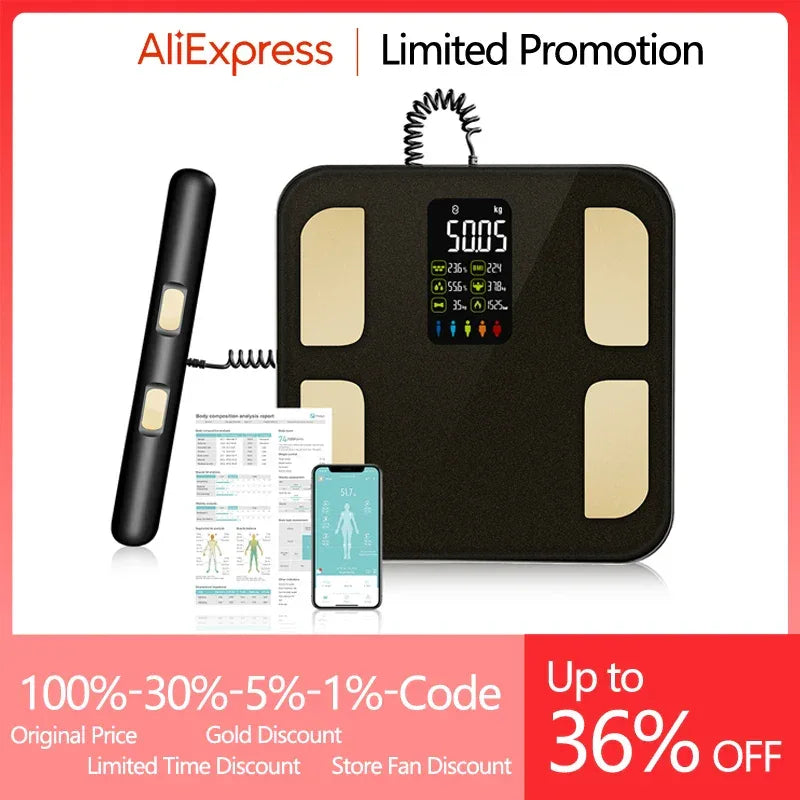 Smart BMI Scale Smart Digital Body Weighing Scale Body Fat Scale Body Composition Analyzer Weighing Scale Bathroom Weight Scale - Luvia