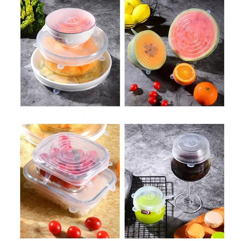 Silicone Cover Stretch Lids Reusable Airtight Food Wrap Covers Keeping Fresh Seal Bowl Stretchy Wrap Cover Kitchen Cookware - Luvia