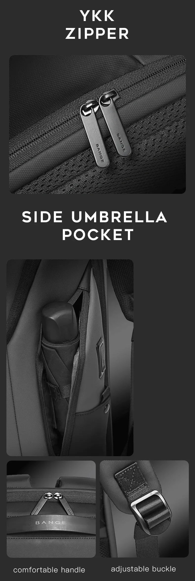 BANGE Business USB Charging Smart Backpacks Fits 15.6 Inch Laptop Commute Backpack WaterProof Carry On Bag for Men Travel Bags - Luvia