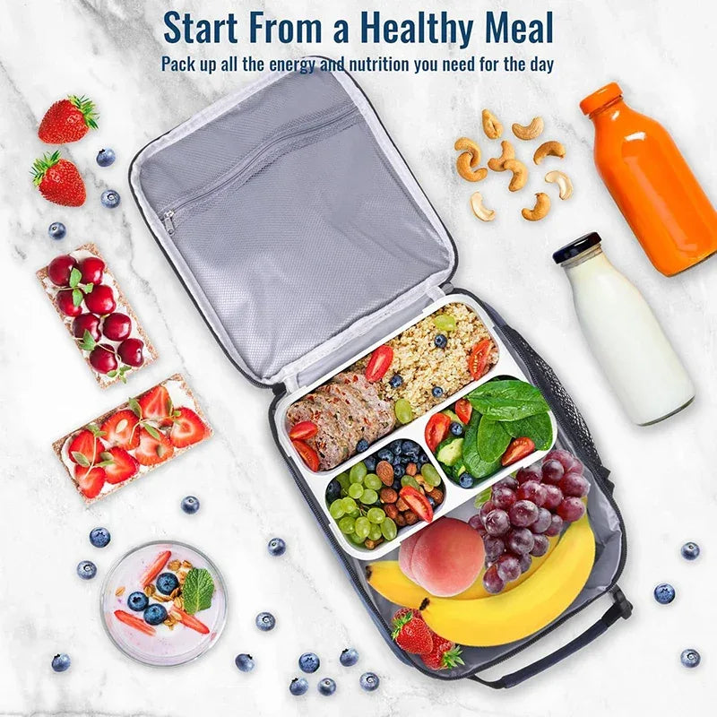 Insulated Lunch Bag with Side Mesh Pocket 6.3L Portable Lunch Box Waterresistant Leakproof Cool Bag for Outdoor Beach Bento Pack - Luvia