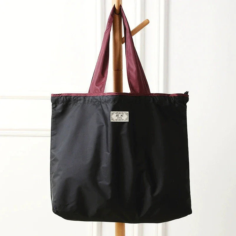 1-Pack Reusable Shopping Bag, Large Capacity Foldable Drawstring Eco-friendly Storage Bag, Casual Shopping Shoulder Bag - Luvia