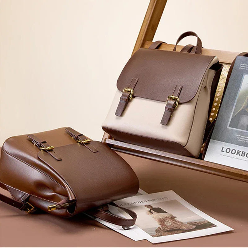 XMESSUN New Genuine leather Backpack for Women 2026 Fashion High Quality Lady Double Shoulder Large Capacity Travel Backpack - Luvia