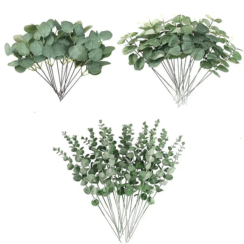 100 Pcs Artificial Eucalyptus Stems Fake Greenery Leaves Stems Faux Eucalyptus Plant for Floral Arrangement Green Leaves Decor - Luvia