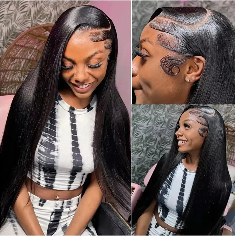 250 Density 13x6 13x4 Bone Straight Hd Transparent Lace Front Human Hair Wig 40 46 Inch Front Wig For Black Women Brazilian Wigs - Luvia