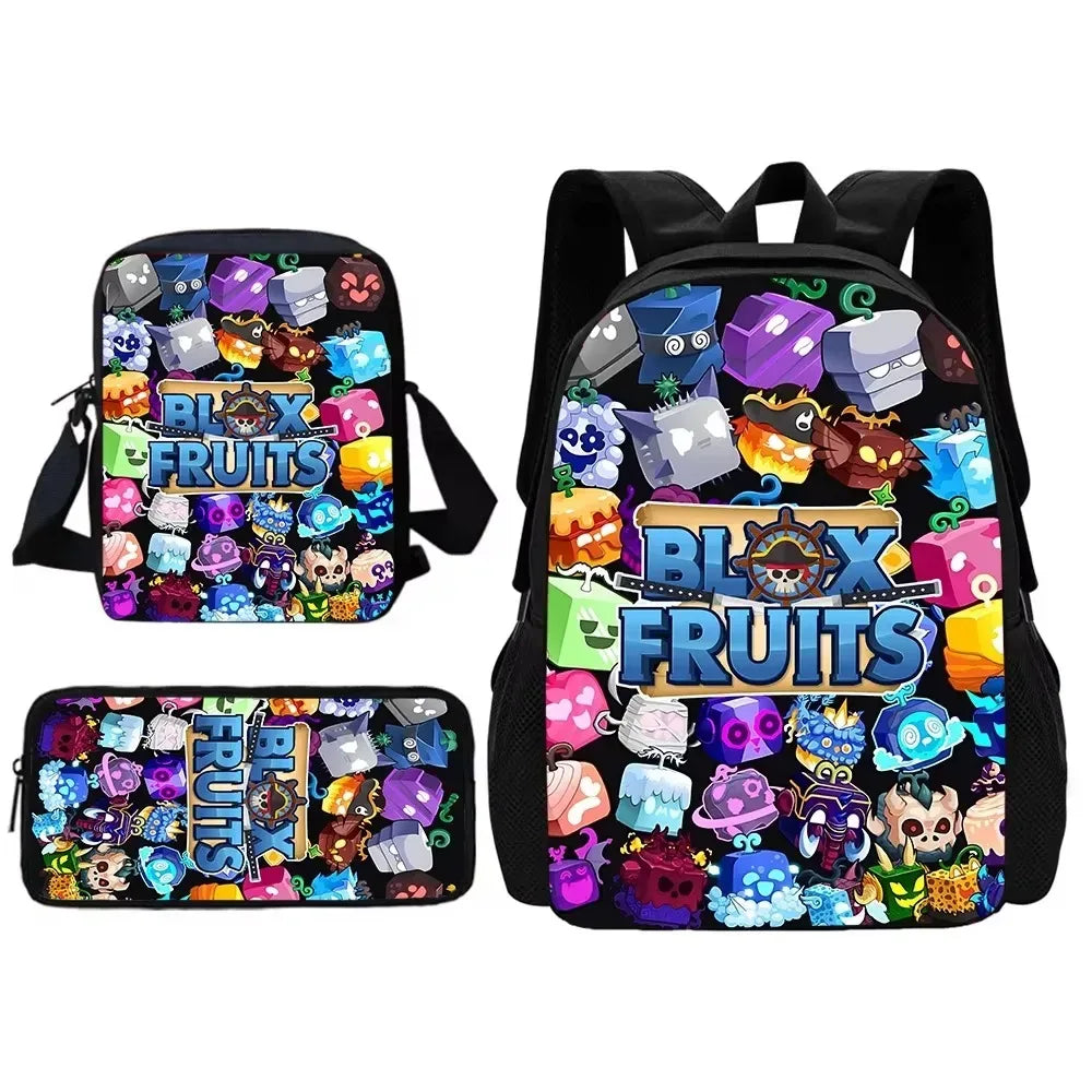 Child School Cartoon Blox Fruits Backpack With Shoulder Bag Pencil Bags School Bags for Boys Girls Best Gift - Luvia