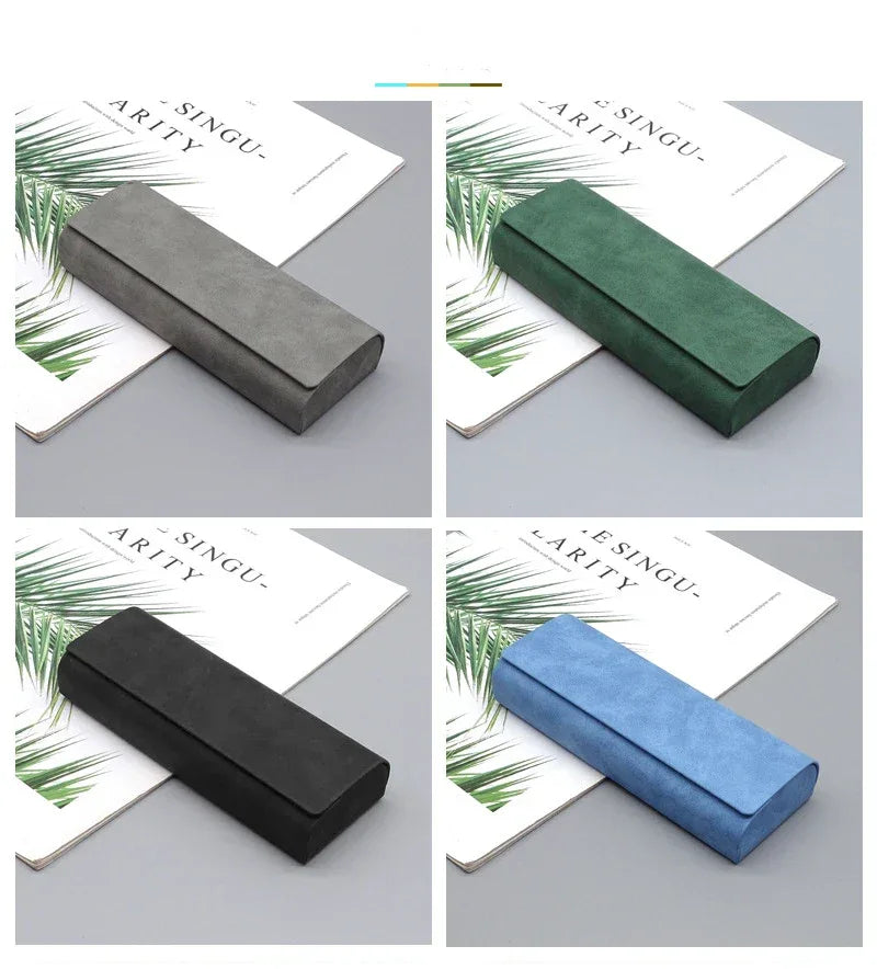 Hard-shell Spectacle Case Men Women Glasses Case PU Leather Portable Anti-extrusion Sunglasses Storage Box Folding Eyewear Pouch - Luvia