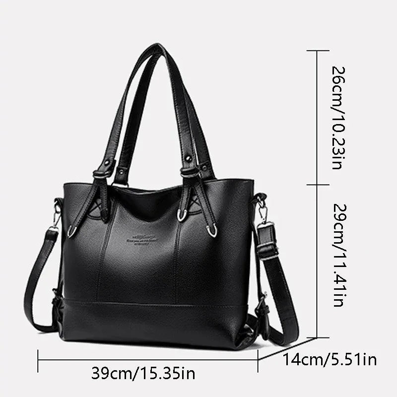 high-capacity Style Tote Bags for Women PU Leather Single Shoulder Underarm Bag Luxury Designer Handbags Travel Expanding wallet - Luvia