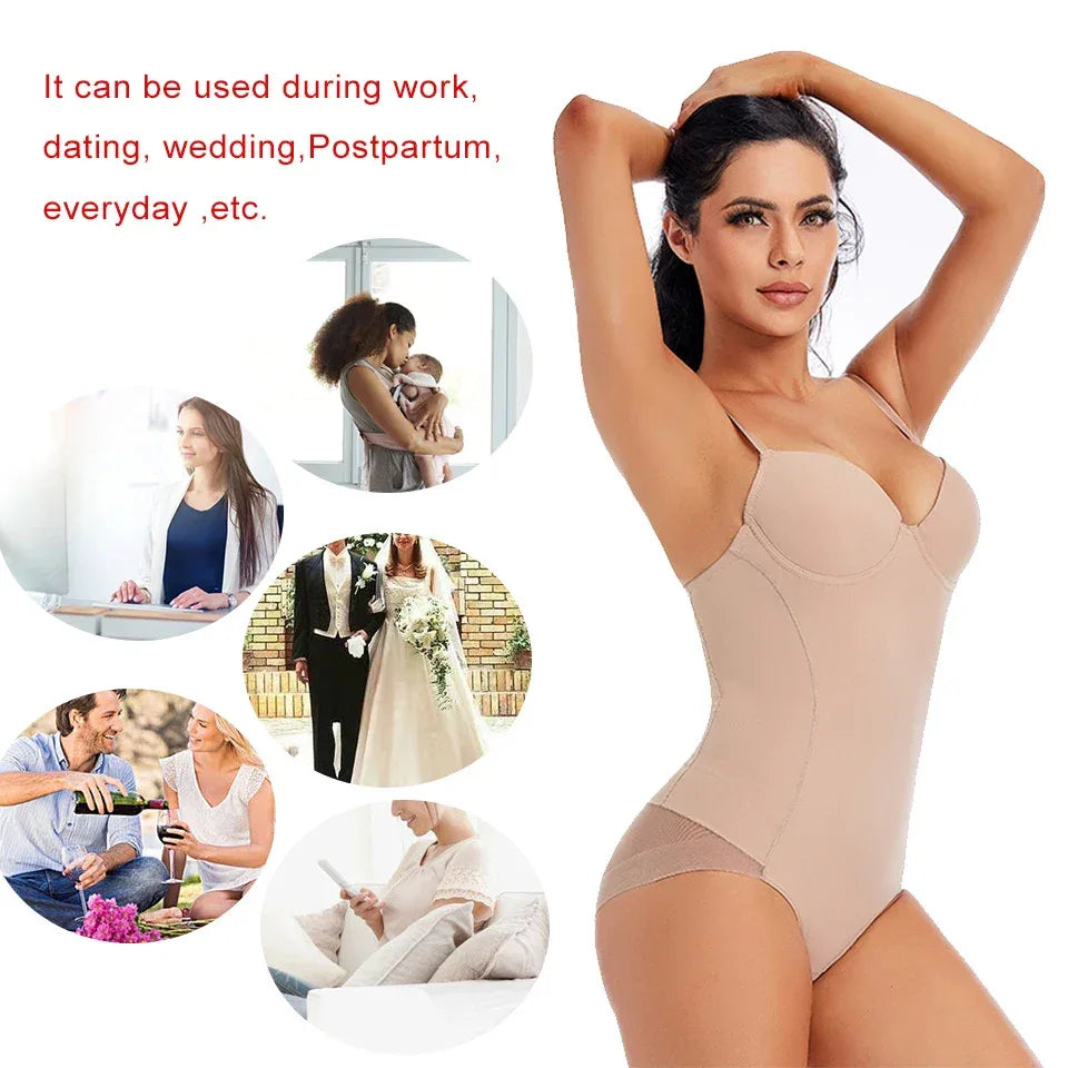 Bodysuit Women Shapewear Body Shaper With Cup Compression Bodies Belly Sheath Waist Trainer Reductive Slimming Underwear - Luvia