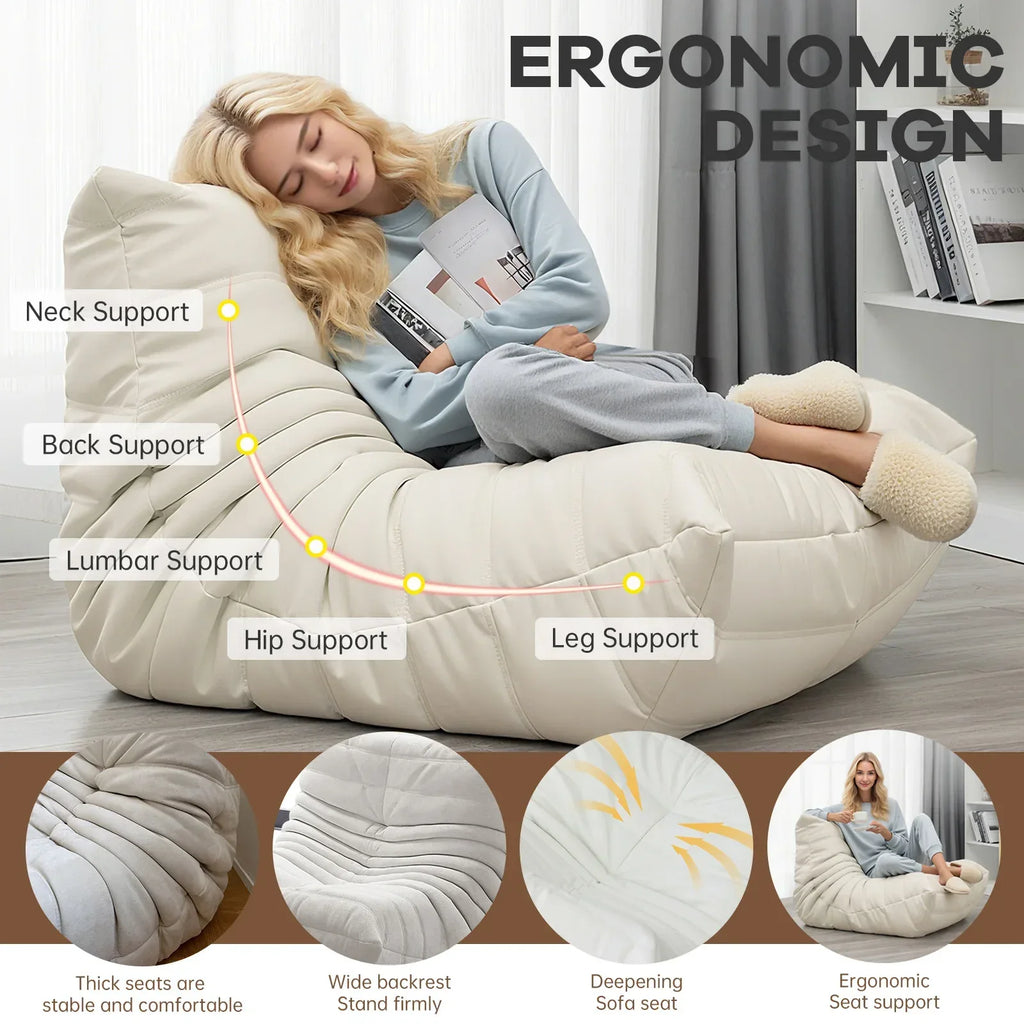 Modern Living Room, Adult Bean Bag Floor Sofa, Super Soft and Comfortable Memory Foam Lazy Sofa, Recliner Furniture, Suitable f - Luvia